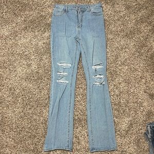 High waisted straight leg jeans